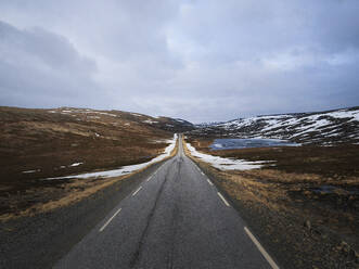 Aerial view of Nordkapp road, finnmark, Norway. - AAEF18681