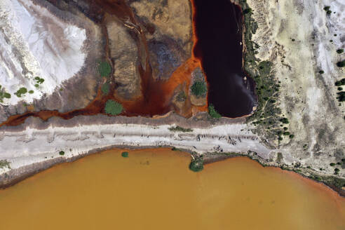 Aerial view of post-coal landscape, now a protected nature habitat Wanninchen, Brandenburg, Germany. - AAEF18735