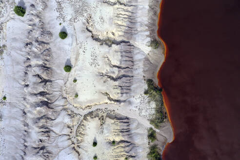 Aerial view of post-coal landscape, now a protected nature habitat Wanninchen, Brandenburg, Germany. - AAEF18739