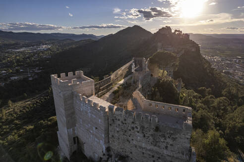 Aerial view of Castell de Xativa, Valencia, Spain. - AAEF18803