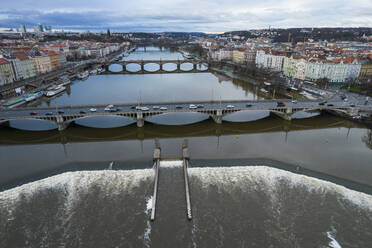 Aerial View of Jirasek Bridge in Prague, Czech Republic. - AAEF18841