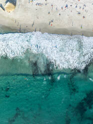 Aerial view of people on Camps Bay beach in summer, Cape Town, South Africa. - AAEF18854