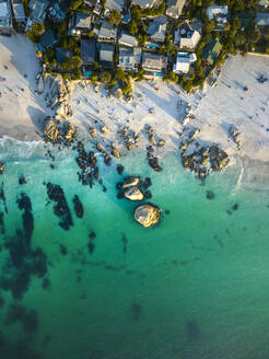 Aerial view of people on Camps Bay beach in summer, Cape Town, South Africa. - AAEF18858