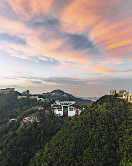 Aerial view of the Peak Tower in Hong Kong residential district, Hong Kong Island, China. - AAEF18904