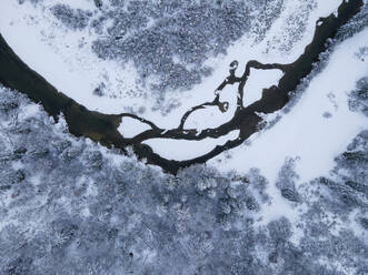 Aerial view of river Lech near Schongau in Bavaria, Germany. - AAEF18941