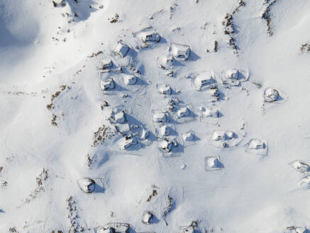 Aerial view of small village on Velika Planina, Slovenia. - AAEF18959