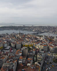 Aerial view of the Galata tower in Beyoglu district on the European side of Istanbul downtown, Turkey. - AAEF19147