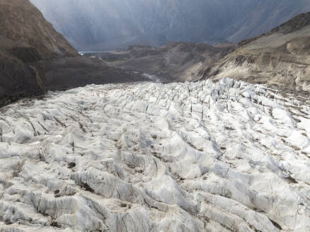 Aerial view of Passu Glacier, Hunza Valley, GIlgit Baltistan, Pakistan, Karakoram Range, Himalayas. - AAEF19168