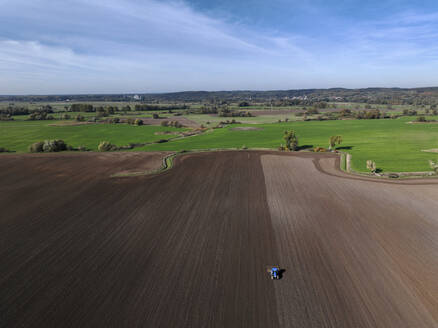 Aerial view of small scale agriculture and ploughing in Brandenburg, Germany. - AAEF19283