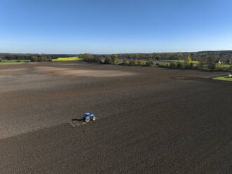 Aerial view of small scale agriculture and ploughing in Brandenburg, Germany. - AAEF19287