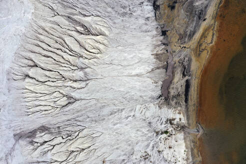 Aerial view of post-coal landscape, now a protected nature habitat Wanninchen, Brandenburg, Germany. - AAEF19308