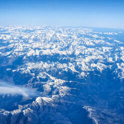 Aerial view of mountain range with blue sky - CMF00900