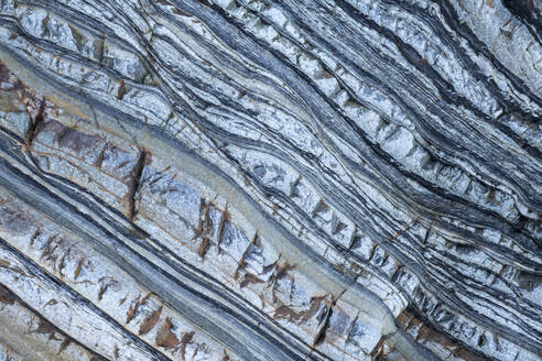 Spain, Asturias, Rock pattern at Playa Del Silencio - RUEF04116