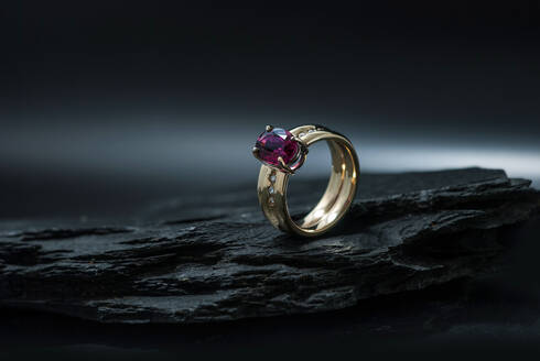 Garnet Ring on slate background - CAIF33612