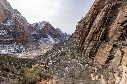 USA, Utah, Springdale, Zion National Park, Aerial view of valley in mountains - TETF02003