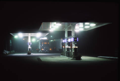 Truck on gas station at night - TETF02061