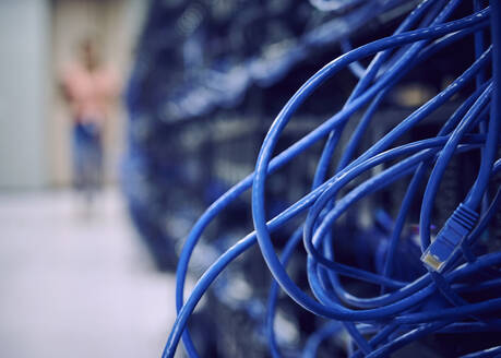 Close-up of computer cables in server room - TETF02122