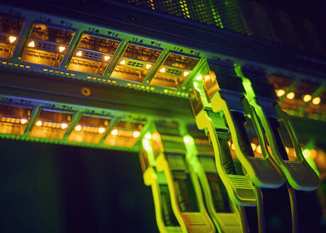 Close-up of computer cables in server room - TETF02154