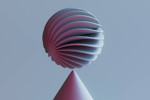 3D render of sphere floating over cone - GCAF00352