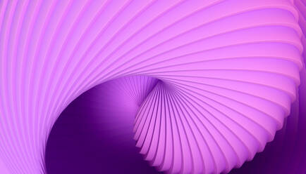 Graphic design art of abstract illusion of spiral with geometric shapes of pink and violet neon lines against purple background - ADSF45213
