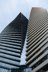 From below of famous twin towers in Vake, downtown of Tbilisi city in Georgia - ADSF45249