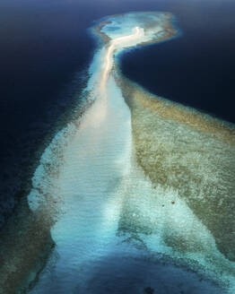 Aerial view of Hithi Sand bank on the Atoll, Maldives. - AAEF19390