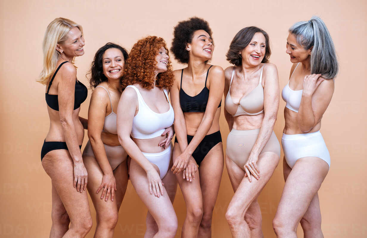 Beauty image of a group of women with different age, skin and body