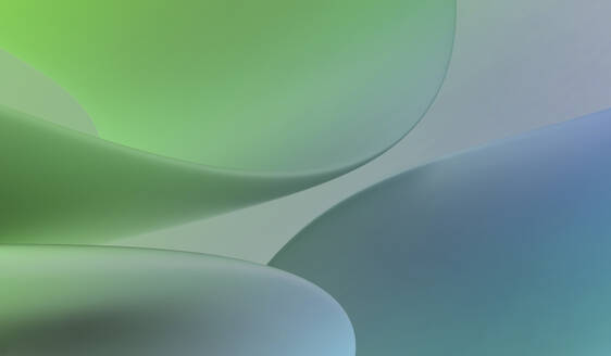 Three dimensional render of green and blue smooth curvy fabric - MSMF00069