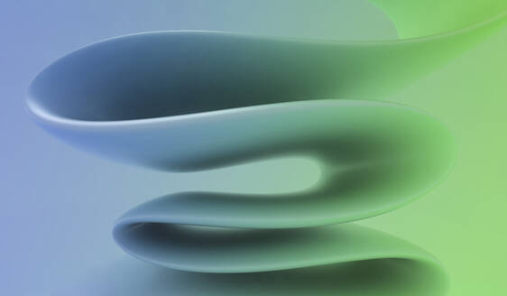 Three dimensional render of green and blue smooth curvy fabric - MSMF00072