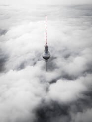 Aerial view of the television tower above the clouds, Berlin. - AAEF19531