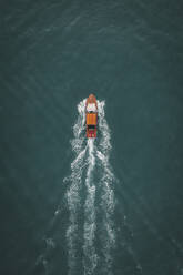 Aerial view of a Venetian taxi, Venice, Italy. - AAEF19568