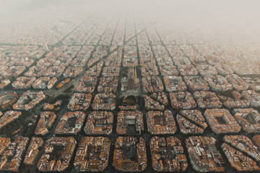 Aerial view of the Sagrada Familia, Barcelona, Spain. - AAEF19617