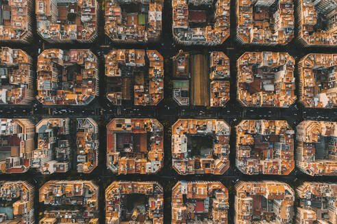 Aerial view of the Eixample buildings in Barcelona, Spain. - AAEF19630
