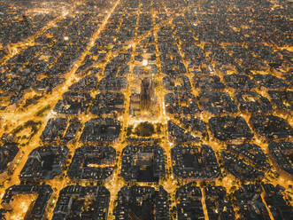 Aerial view of the Sagrada Familia, Barcelona, Spain. - AAEF19635