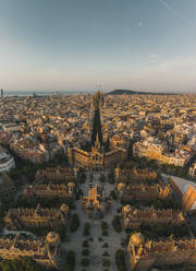 Aerial view of the Sagrada Familia, Barcelona, Spain. - AAEF19638