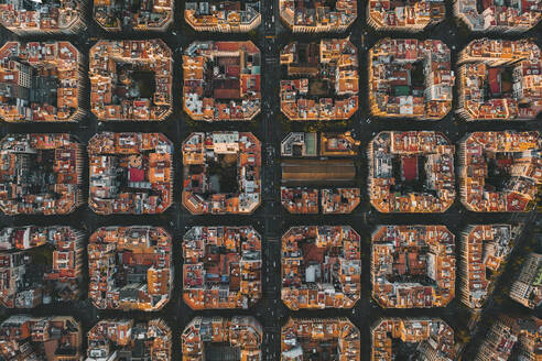 Aerial view of the Eixample buildings in Barcelona, Spain. - AAEF19640