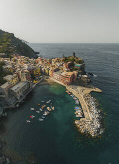 Aerial view of Vernazza, Liguria, Italy. - AAEF19659