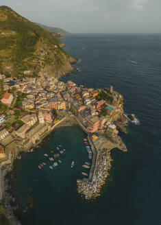 Aerial view of Vernazza, Liguria, Italy. - AAEF19667