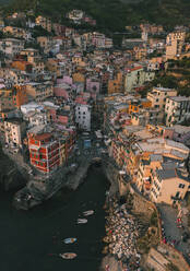 Aerial view of Riomaggiore, Liguria, Italy. - AAEF19712