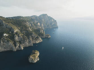 Panoramic aerial view of Capri south coast, Naples, Italy. - AAEF19730