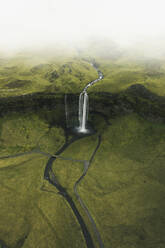 Aerial view of Seljalandsfoss, Iceland. - AAEF19795