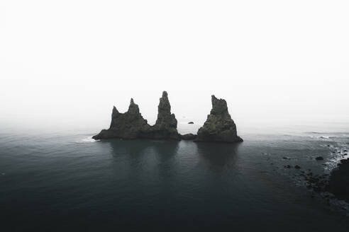 Aerial view of rocks in a row, Reynisfjara, Iceland. - AAEF19804