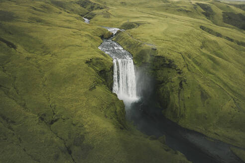 Aerial view of Skogafoss, Iceland. - AAEF19819