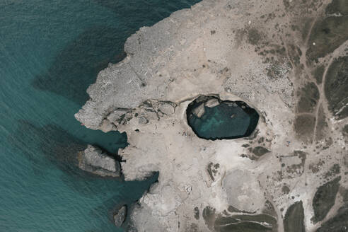 Panoramic aerial view of Grotta della Poesia, Puglia, Italy. - AAEF19881