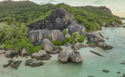 Aerial view of boulders on Anse Source d'Argent, La Digue, Seychelles. - AAEF19949