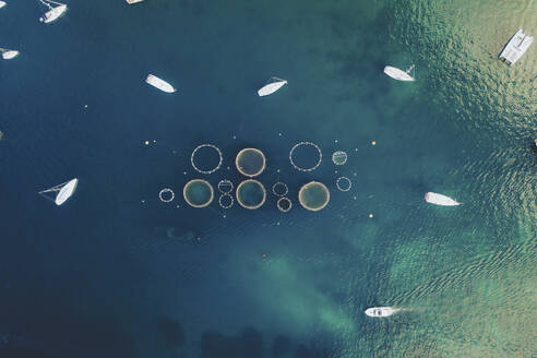 Aerial view of Fish Ponds in Port Andratx, Balearic Islands, Mallorca, Spain. - AAEF19982