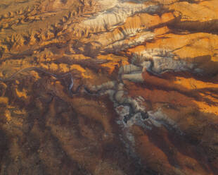 Aerial view of colorful rock textures, near Vermilion Cliffs National Monument, Marble Canyon, Arizona, United States. - AAEF19987