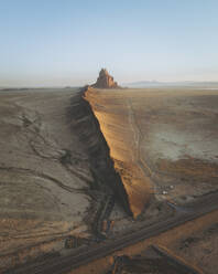 Aerial view of the famous monadnock Shiprock, Navajo Nation, San Juan County, New Mexico, United States. - AAEF19990