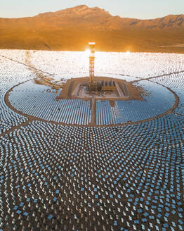 Aerial view of a concentrated solar thermal plant, Mojave Desert, California, near Las Vegas, United States. - AAEF20002