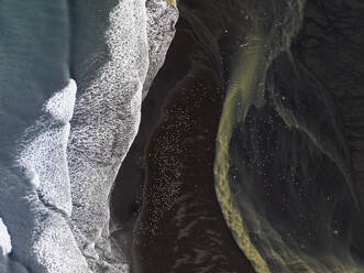 Aerial view of volcanic coastline in Hvolsvollur, Southern Region, Iceland. - AAEF20130